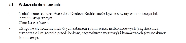 Wskazania wg ChPL