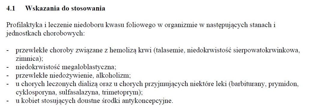 Wskazania wg ChPL