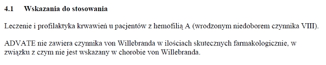 Wskazania wg ChPL
