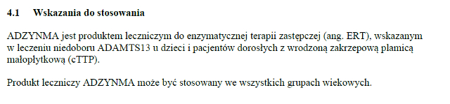 Wskazania wg ChPL
