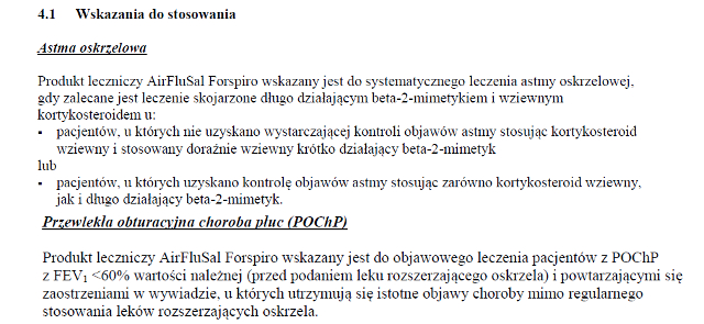 Wskazania wg ChPL