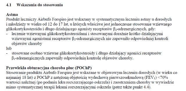 Wskazania wg ChPL