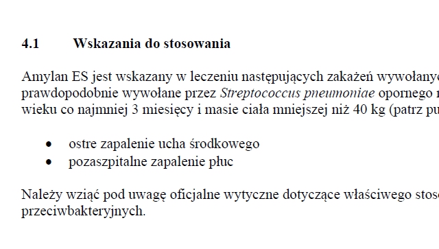 Wskazania wg ChPL