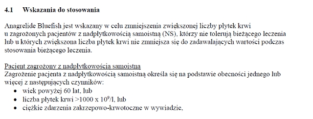 Wskazania wg ChPL