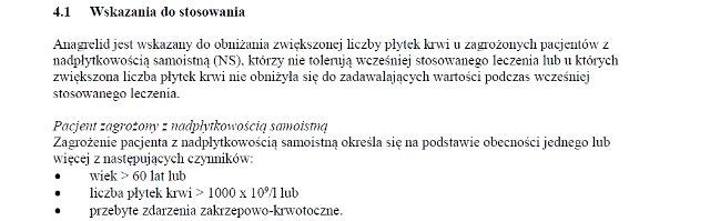 Wskazania wg ChPL