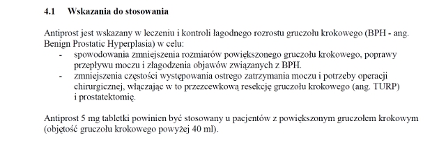 Wskazania wg ChPL