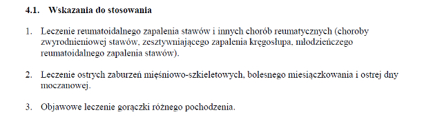 Wskazania wg ChPL