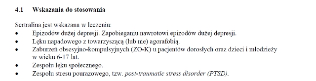 Wskazania wg ChPL