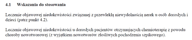 Wskazania wg ChPL