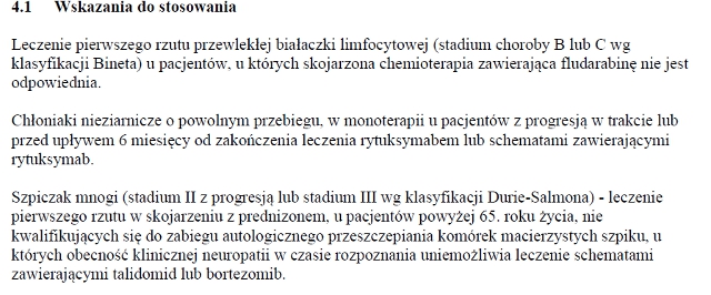 Wskazania wg ChPL