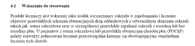 Wskazania wg ChPL