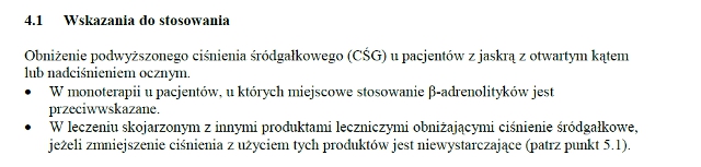 Wskazania wg ChPL