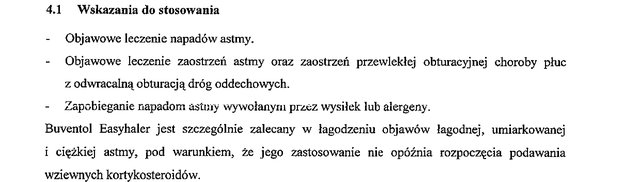 Wskazania wg ChPL