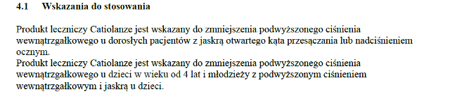 Wskazania wg ChPL