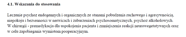 Wskazania wg ChPL
