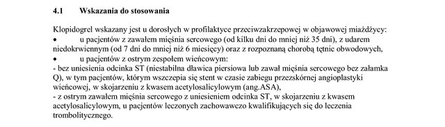 Wskazania wg ChPL