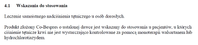 Wskazania wg ChPL