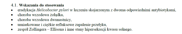 Wskazania wg ChPL