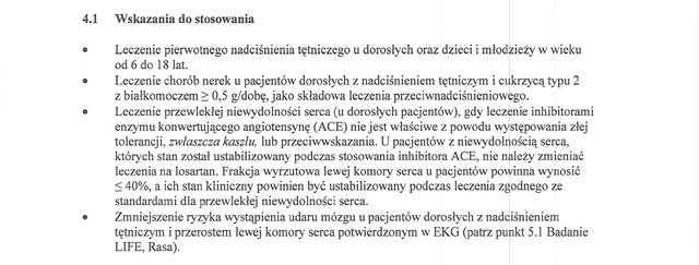 Wskazania wg ChPL