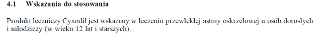 Wskazania wg ChPL