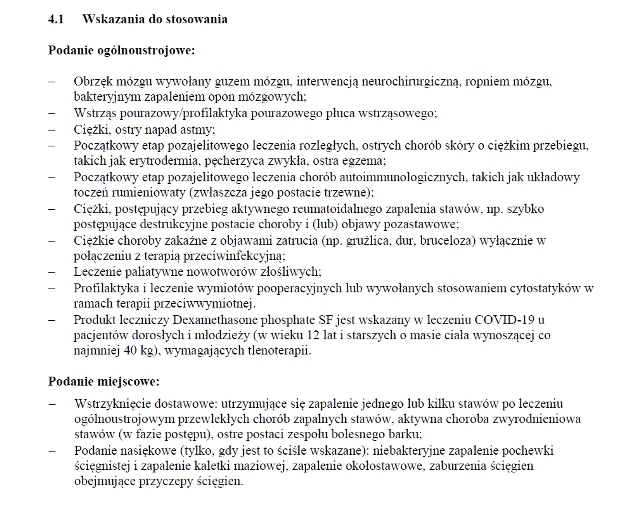 Wskazania wg ChPL