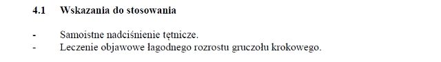 Wskazania wg ChPL