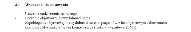 Wskazania wg ChPL