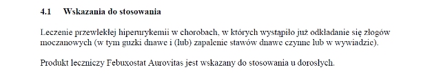 Wskazania wg ChPL