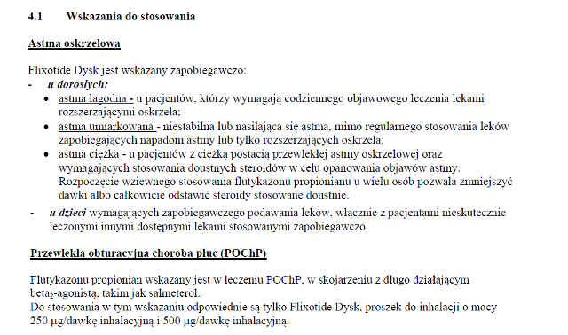 Wskazania wg ChPL