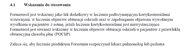 Wskazania wg ChPL