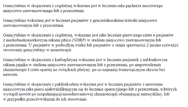 Wskazania wg ChPL