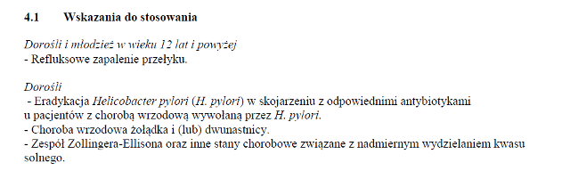 Wskazania wg ChPL