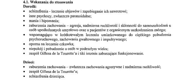 Wskazania wg ChPL