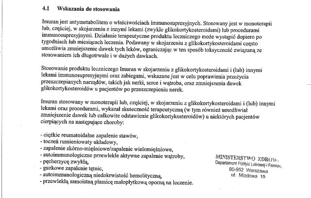 Wskazania wg ChPL