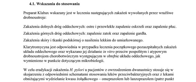 Wskazania wg ChPL