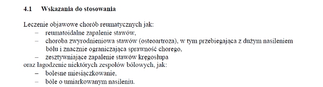 Wskazania wg ChPL
