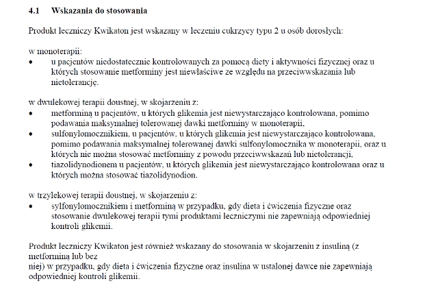 Wskazania wg ChPL