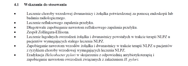 Wskazania wg ChPL