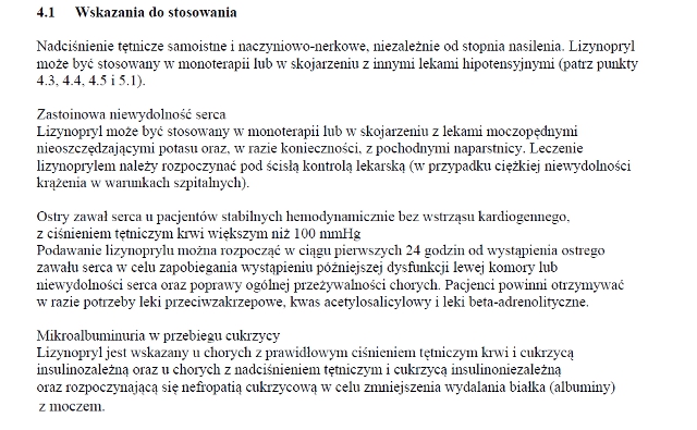 Wskazania wg ChPL