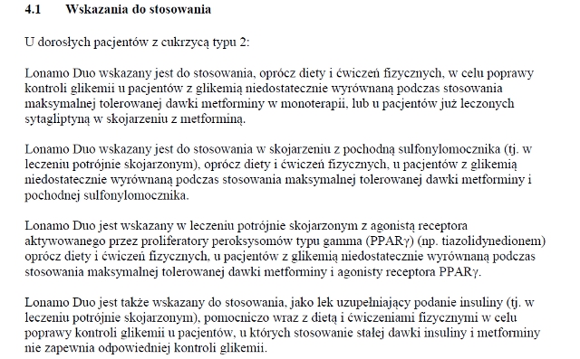 Wskazania wg ChPL