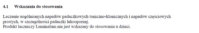Wskazania wg ChPL