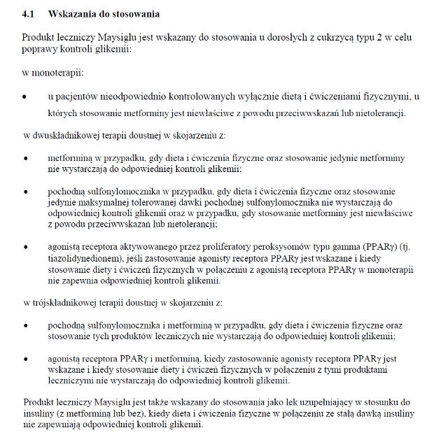 Wskazania wg ChPL