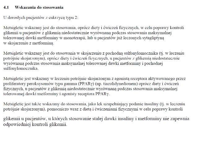 Wskazania wg ChPL
