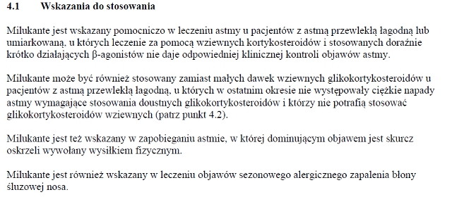 Wskazania wg ChPL