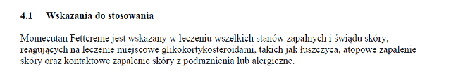 Wskazania wg ChPL