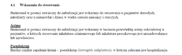 Wskazania wg ChPL