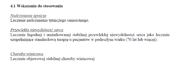 Wskazania wg ChPL