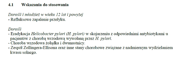 Wskazania wg ChPL