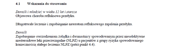 Wskazania wg ChPL