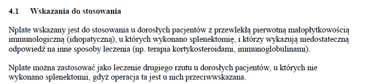 Wskazania wg ChPL